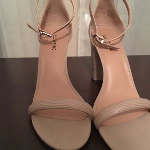 Wide High Heeled Beige Sandal